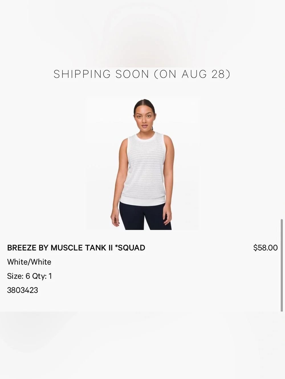 lululemon Women's Breeze By Muscle Squad Tank Top in White Size 6 - P37